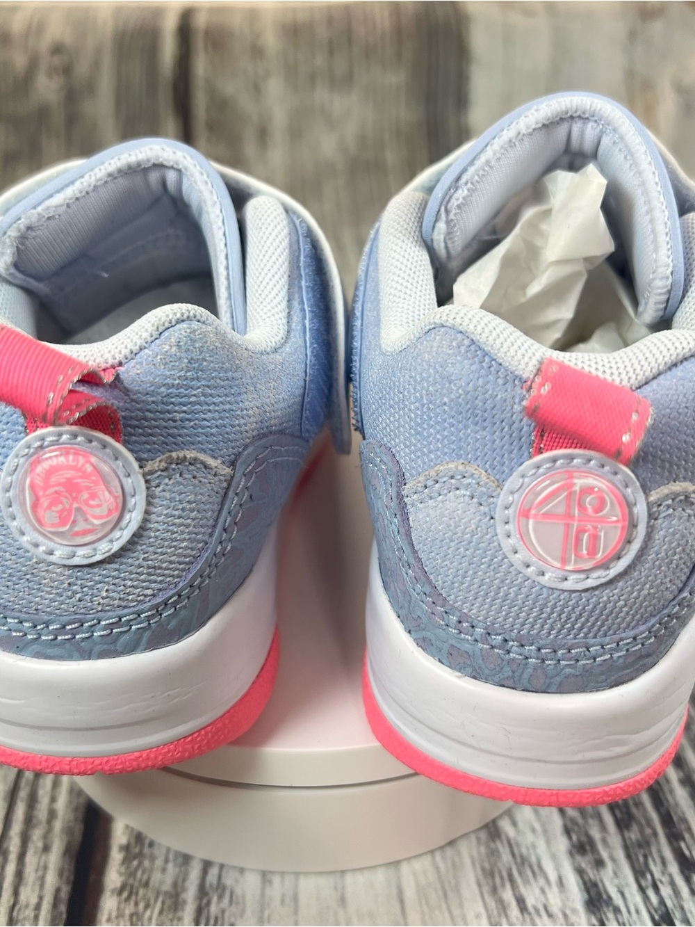 Jordan Kids Light Blue and Pink Velcro Sneakers - Picture 4 of 7
